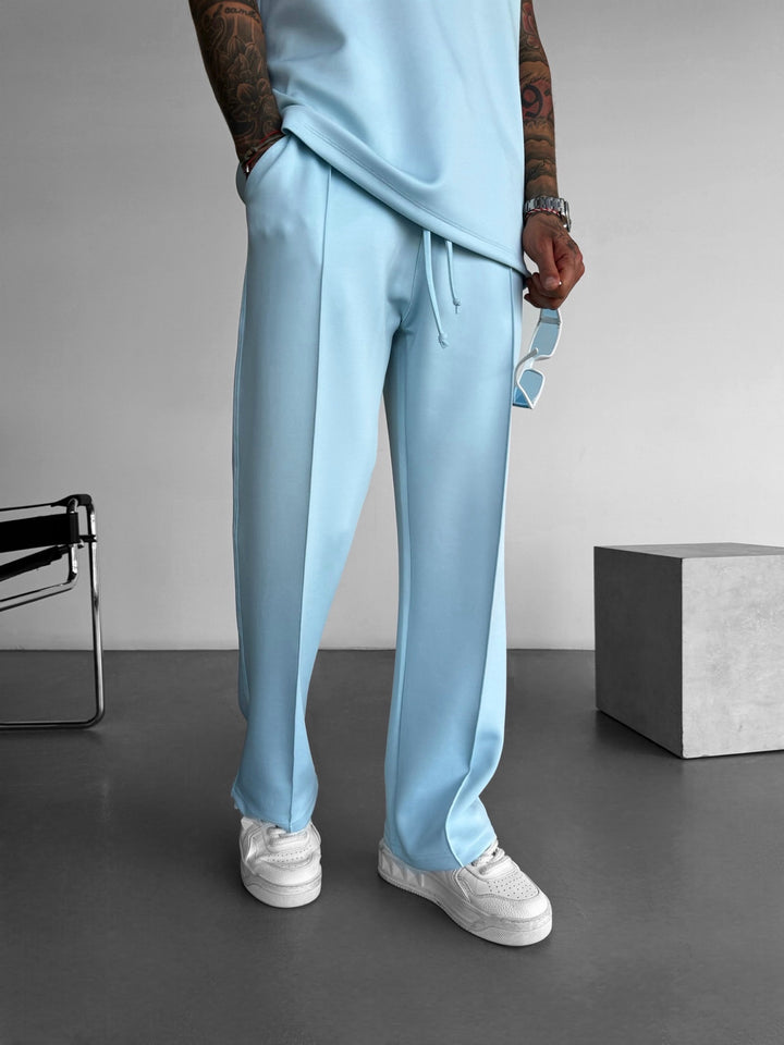 Loose Fit Diver Fabric Trousers - Baby Blue