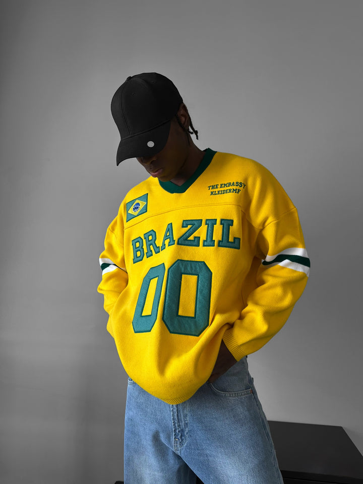 Oversize Brasil Knit Sweatshirt - Yellow