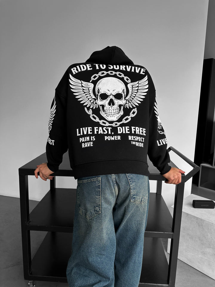 Oversize Ride to Survive Hoodie - Black
