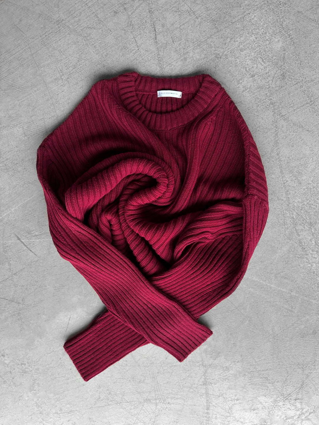 Loose Fit Striped Structure Pullover - Bordeaux