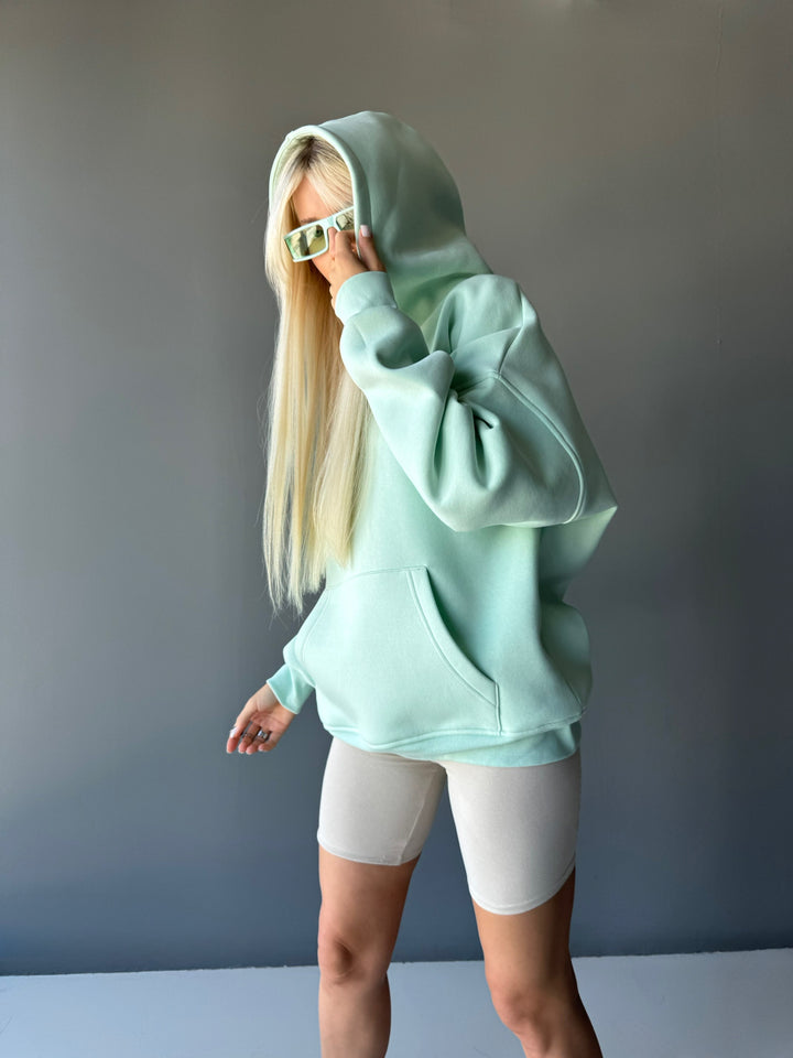 Oversize Basic Hoodie - Misty Jade