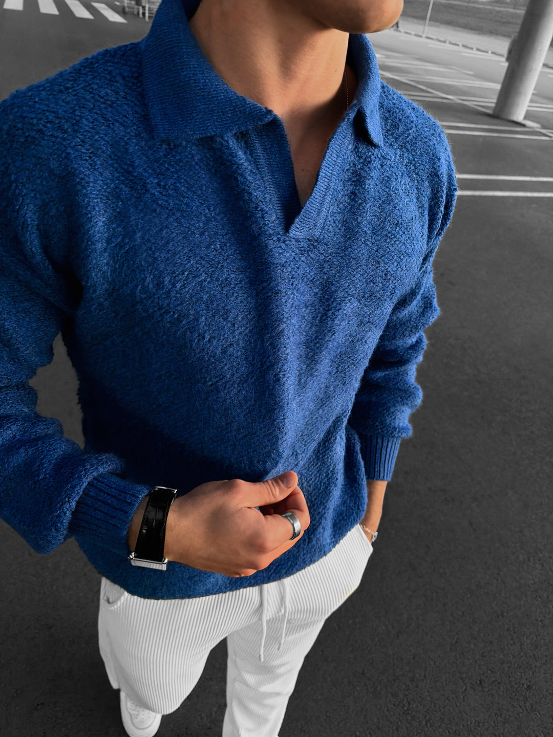 Knit Collar Brushed Pullover - Saks