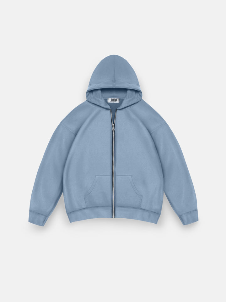 Oversize Basic Zipper Hoodie - Faded Denim