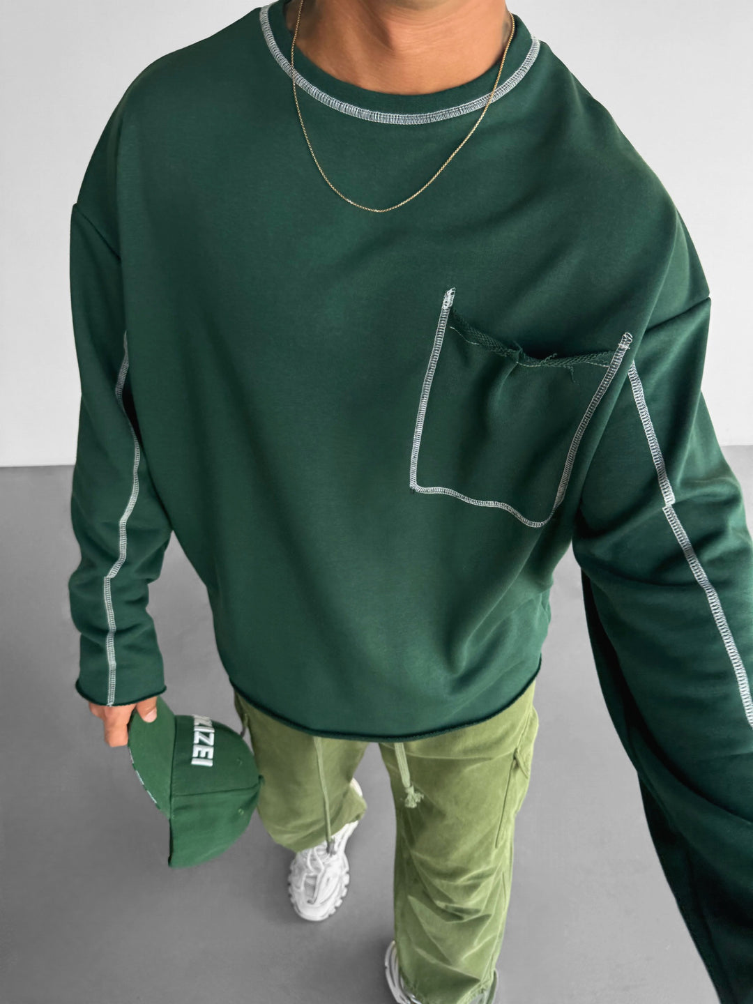 Oversize Seam Sweater - Green
