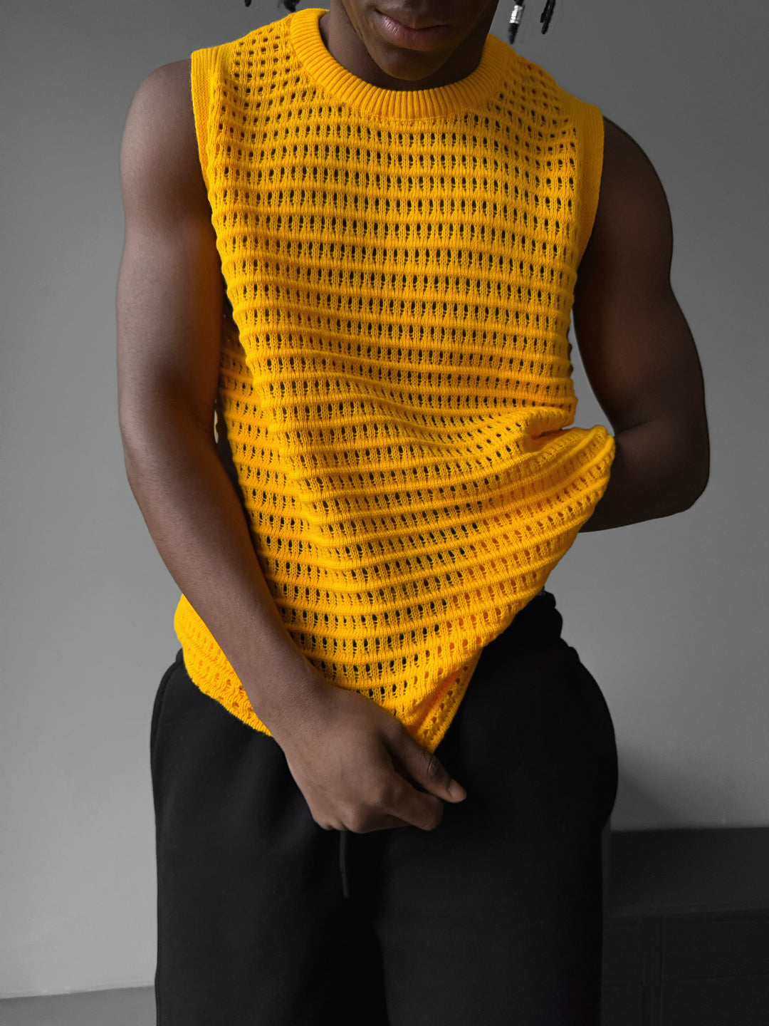 Oversize Grid Tanktop - Yellow