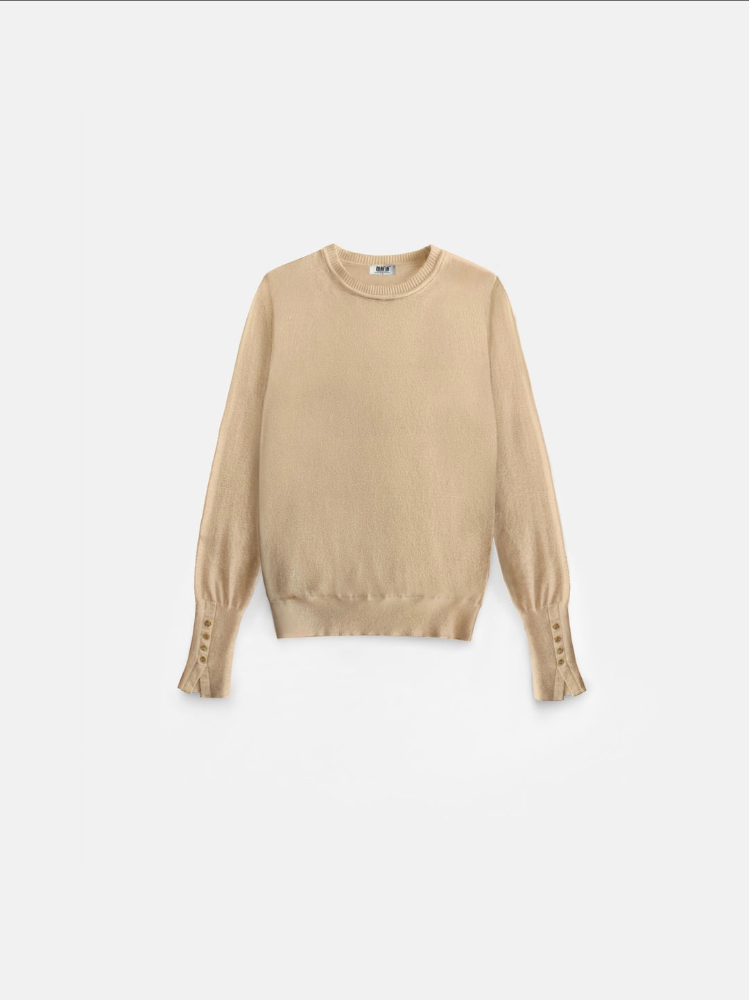 Round Neck Button Sweater - Camel
