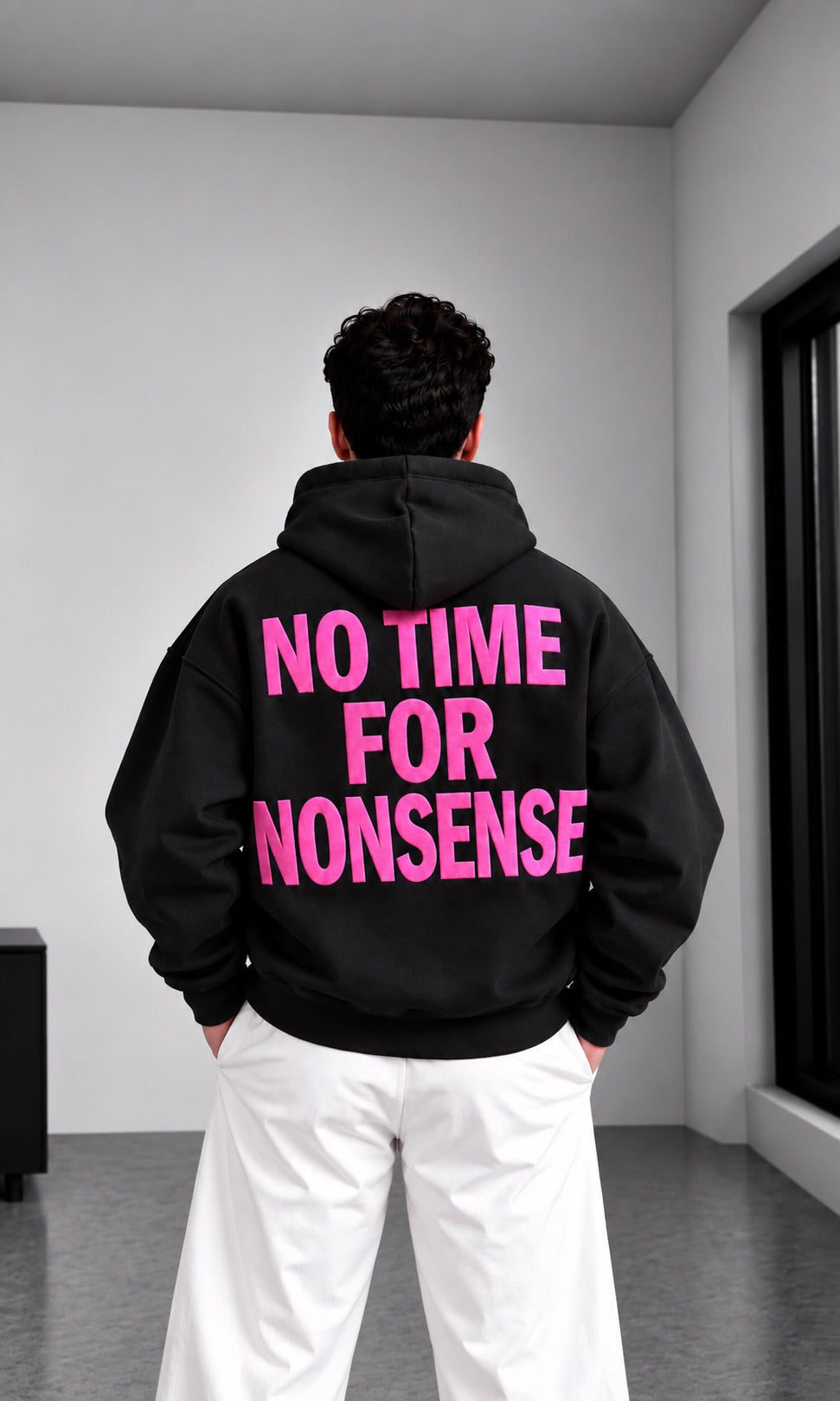 Oversize No Time for Nonsense Hoodie - Black