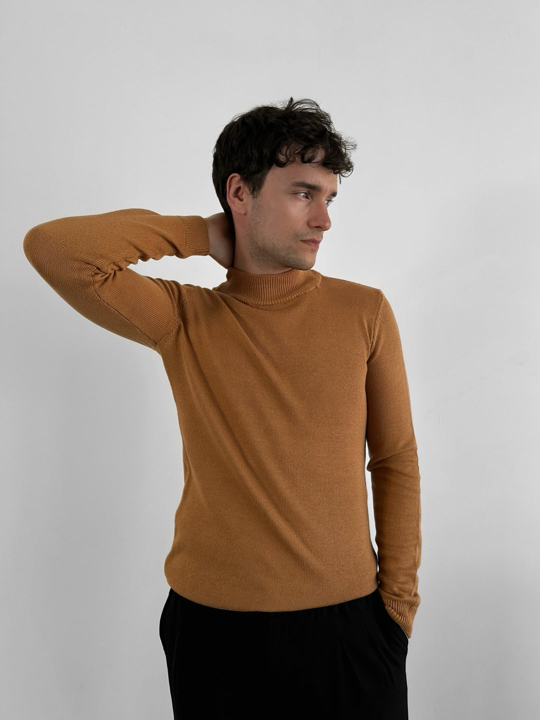 Loose Fit Half Neck Pullover - Camel