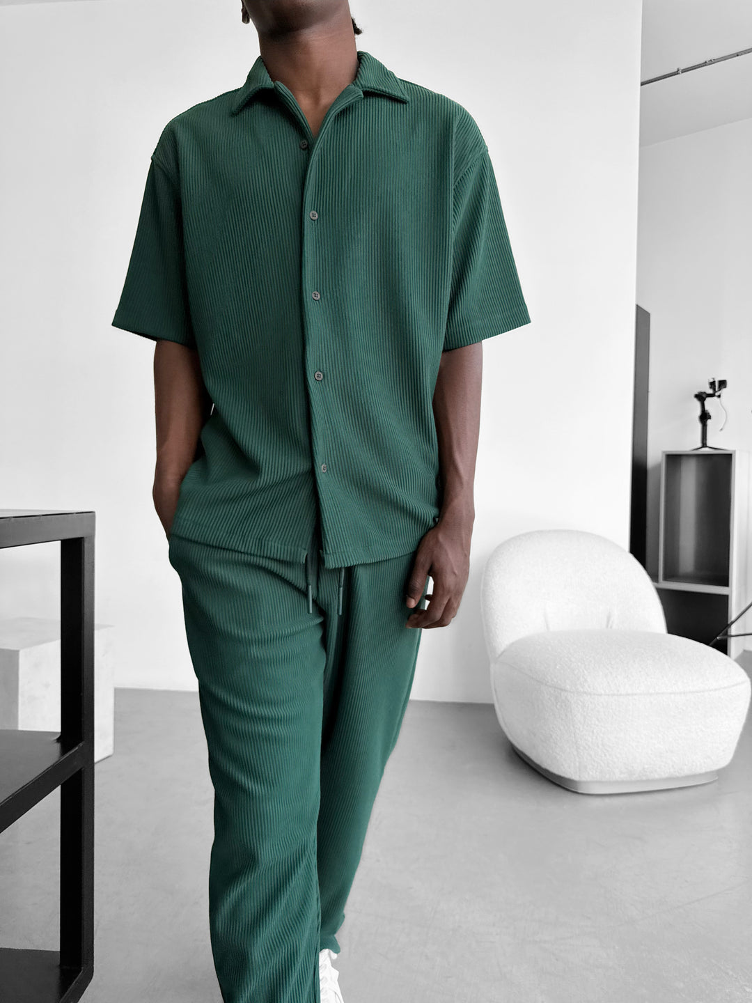 Loose Fit Cord Pant - Forest Green