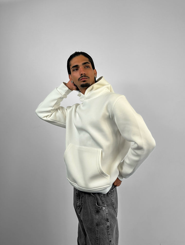 Loose Fit Basic Hoodie - Ecru