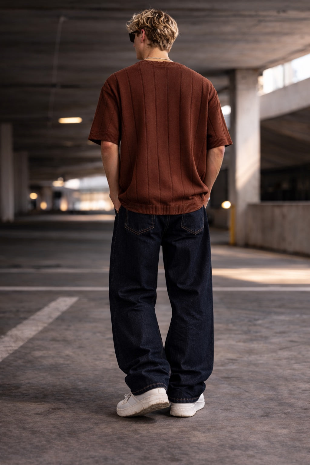 Regular Fit Knit Lines T-shirt - Dark Brown