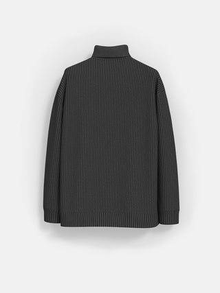 Oversize Collar Knit Sweater - Anthracite