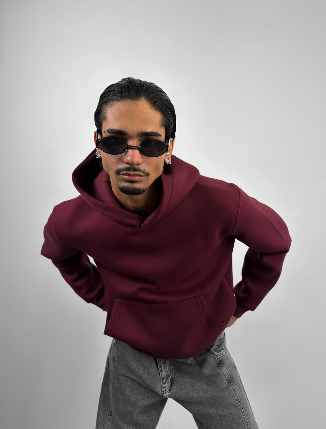 Loose Fit Basic Hoodie - Bordeaux