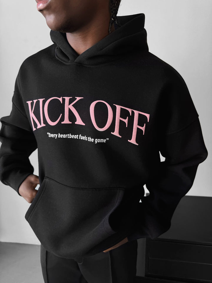 Oversize "KICK OFF" Hoodie - Black