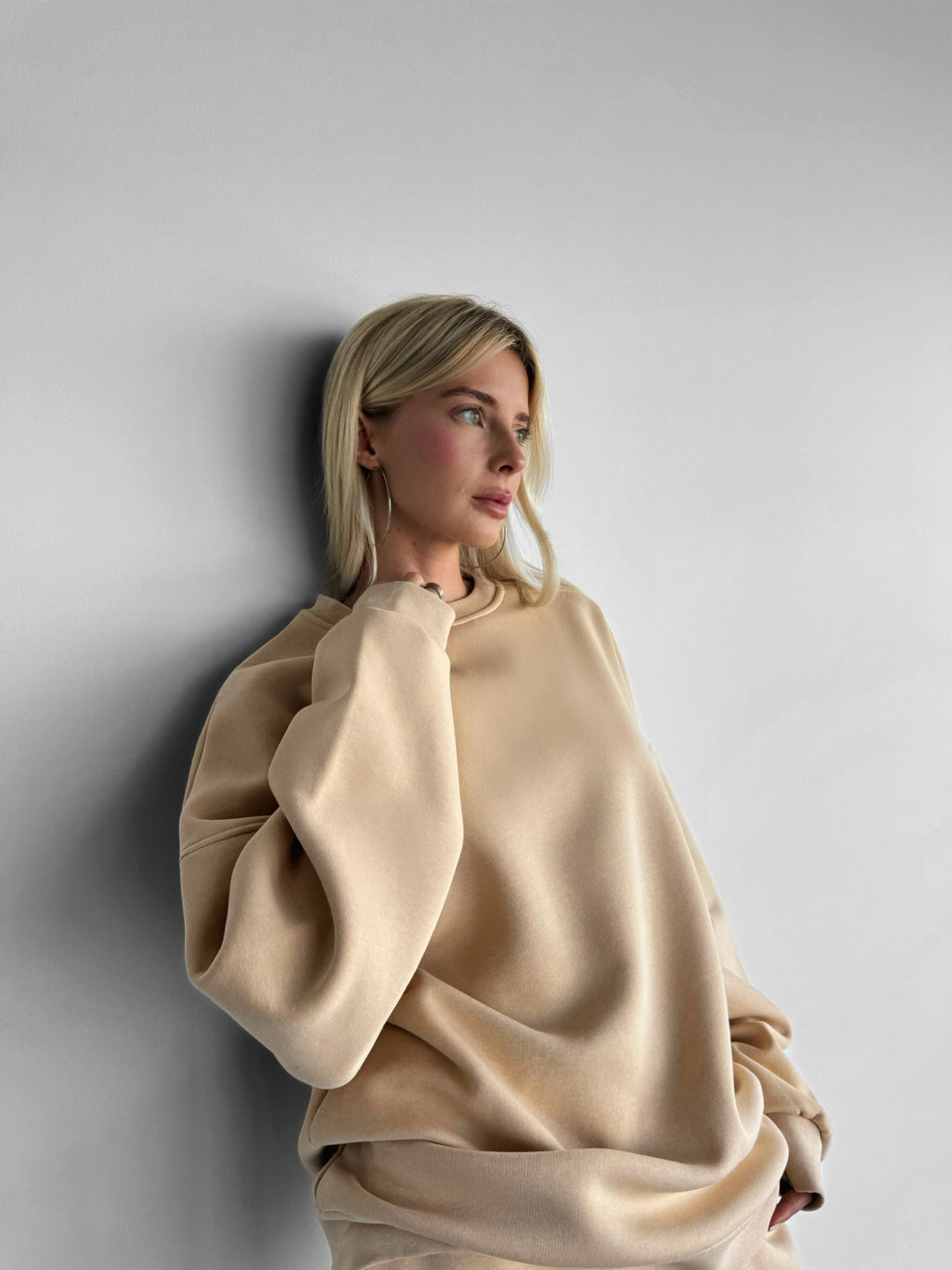 Oversize Basic Sweatshirt - Beige