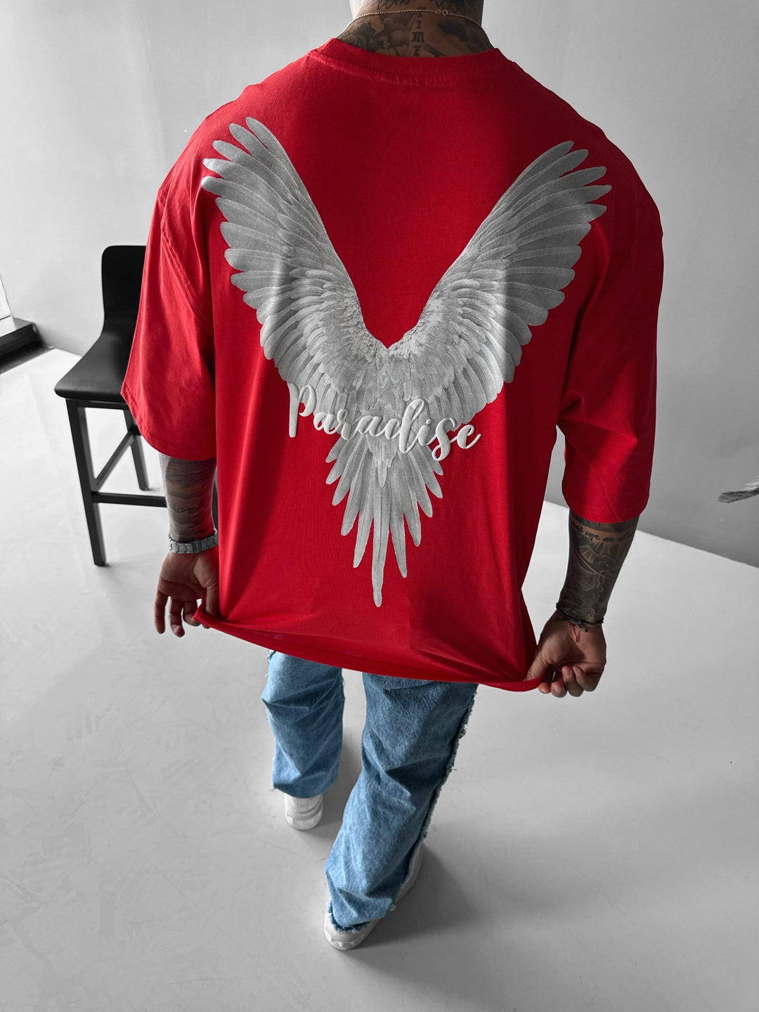 Oversize Parrot Paradise T-shirt - Red