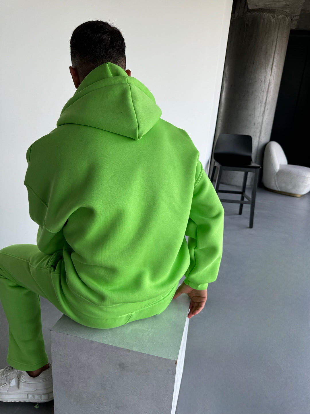 Oversize Basic Zipper Hoodie - Neon Slime