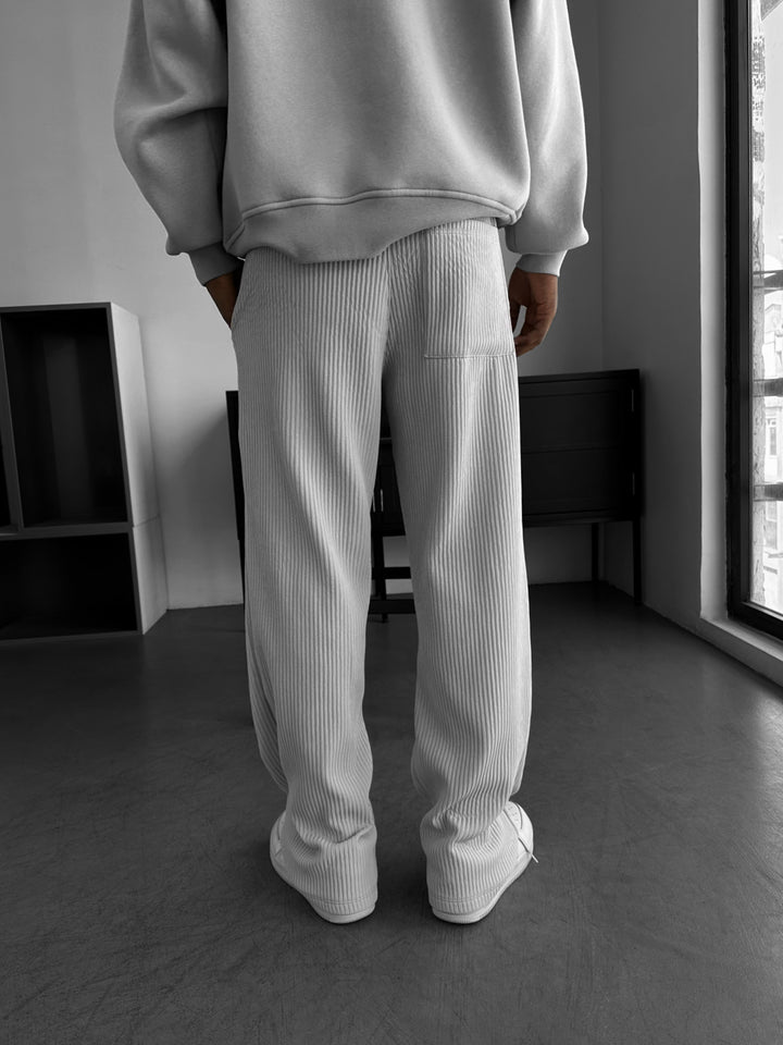 Loose Fit Ribbed Trousers - Grey