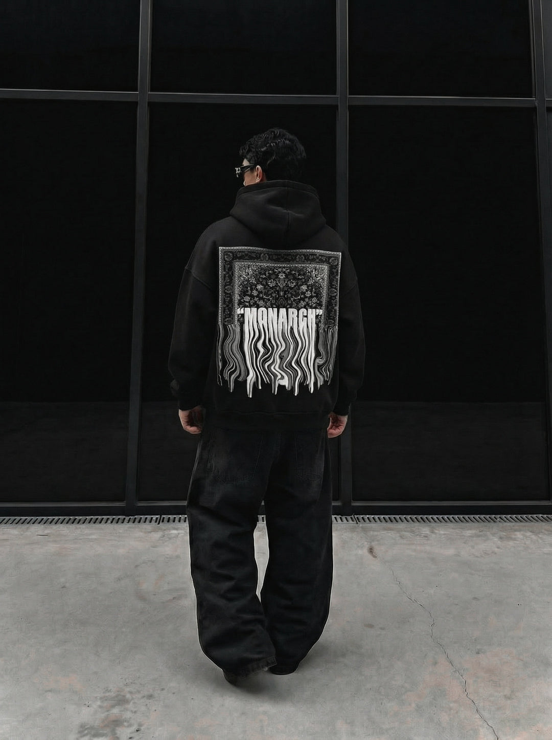 Oversize Monarch Hoodie - Black and White