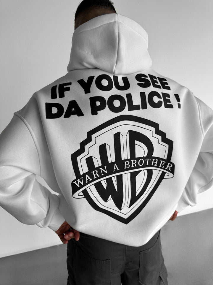 Oversize Warn a Brother Hoodie - White