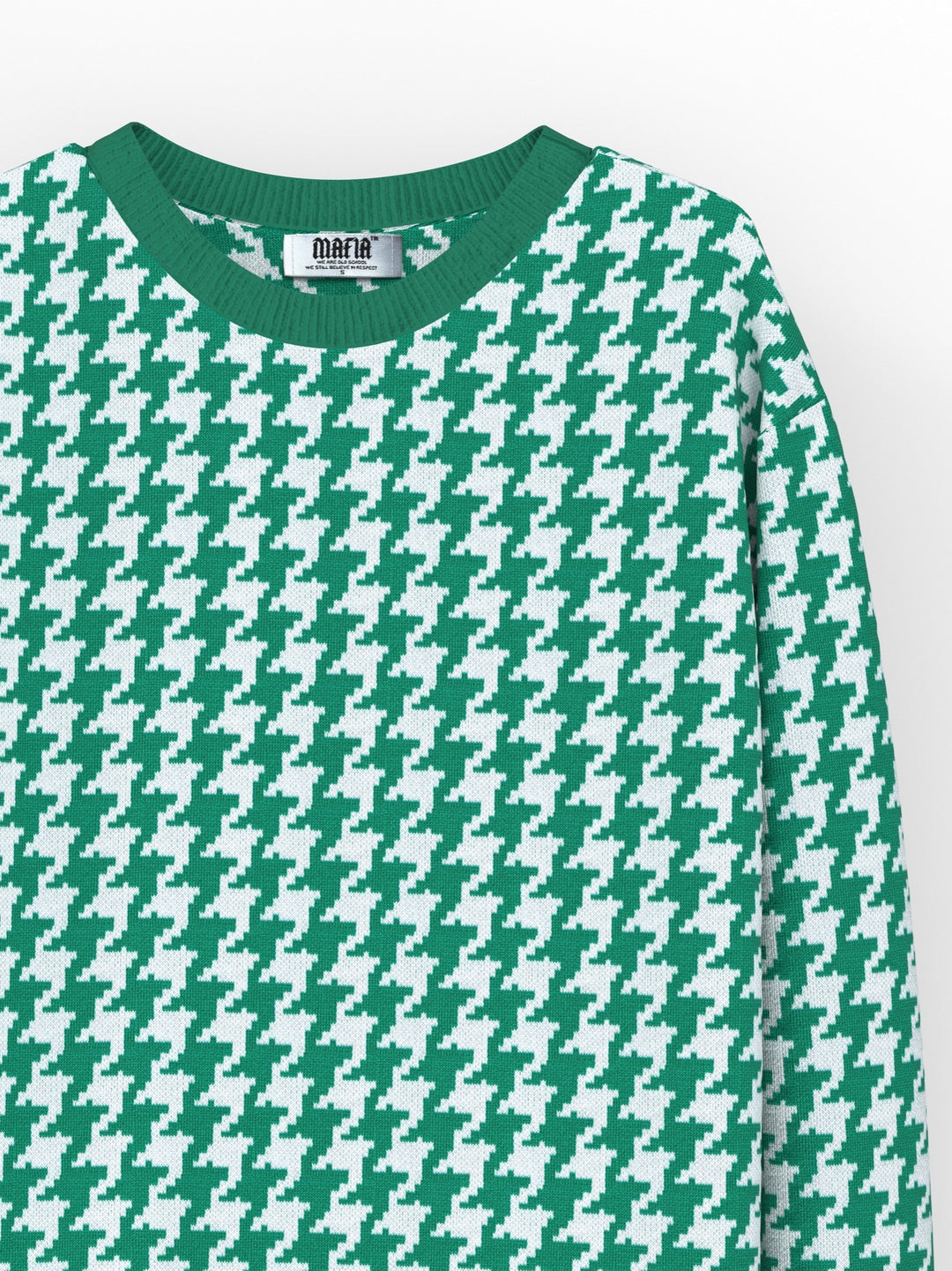 Oversize Houndstooth Pullover - Green