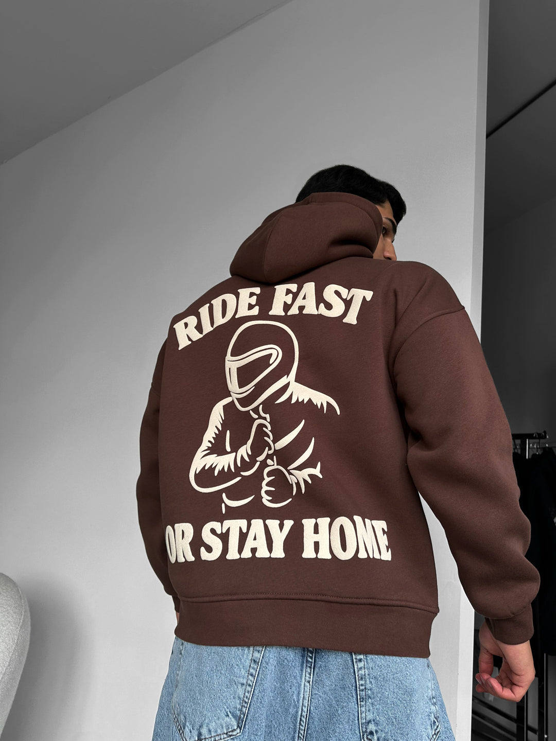 Oversize Ride Fast Hoodie - Brown