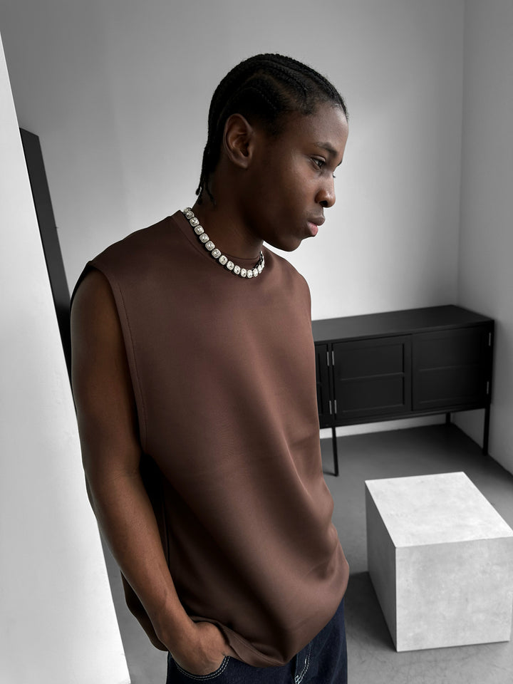 Oversize Diver Tanktop - Brown