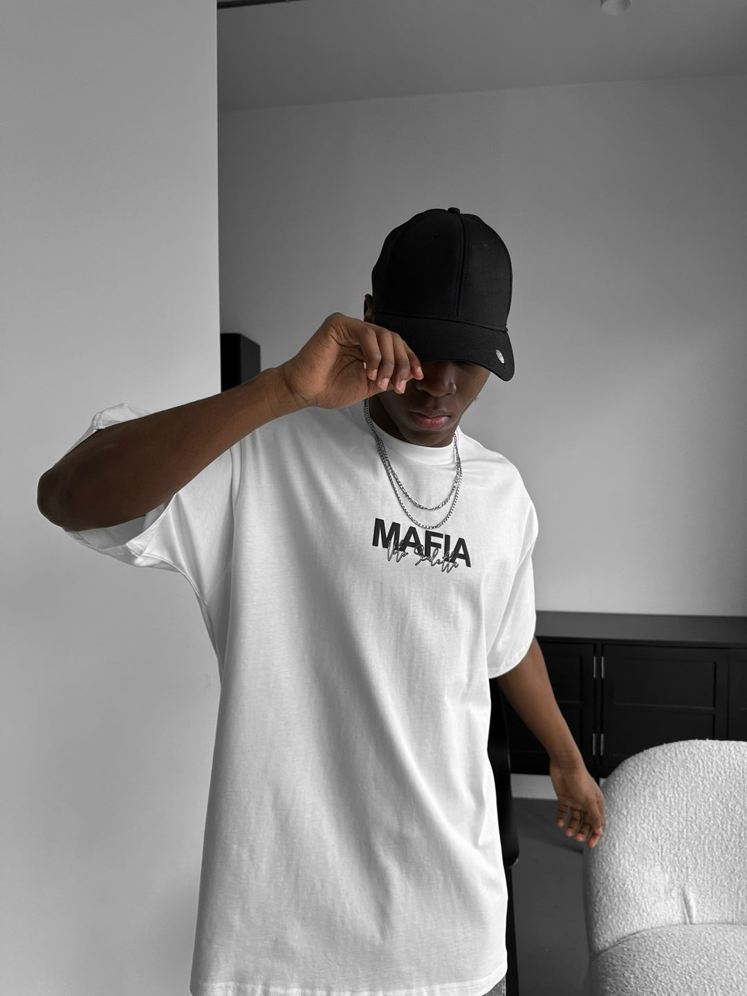 Oversize Mafia Tribal T-shirt - Ecru