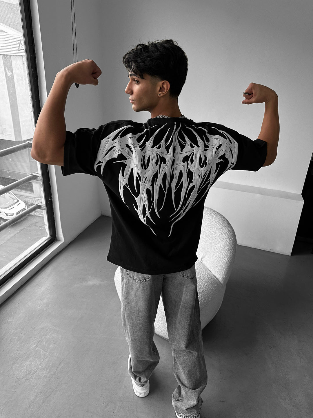 Oversize Mafia Tribal T-shirt - Black