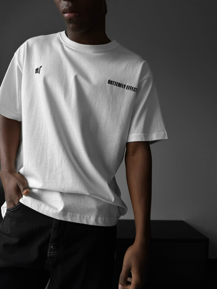Oversize 'Butterfly Effect' T-Shirt - Ecru