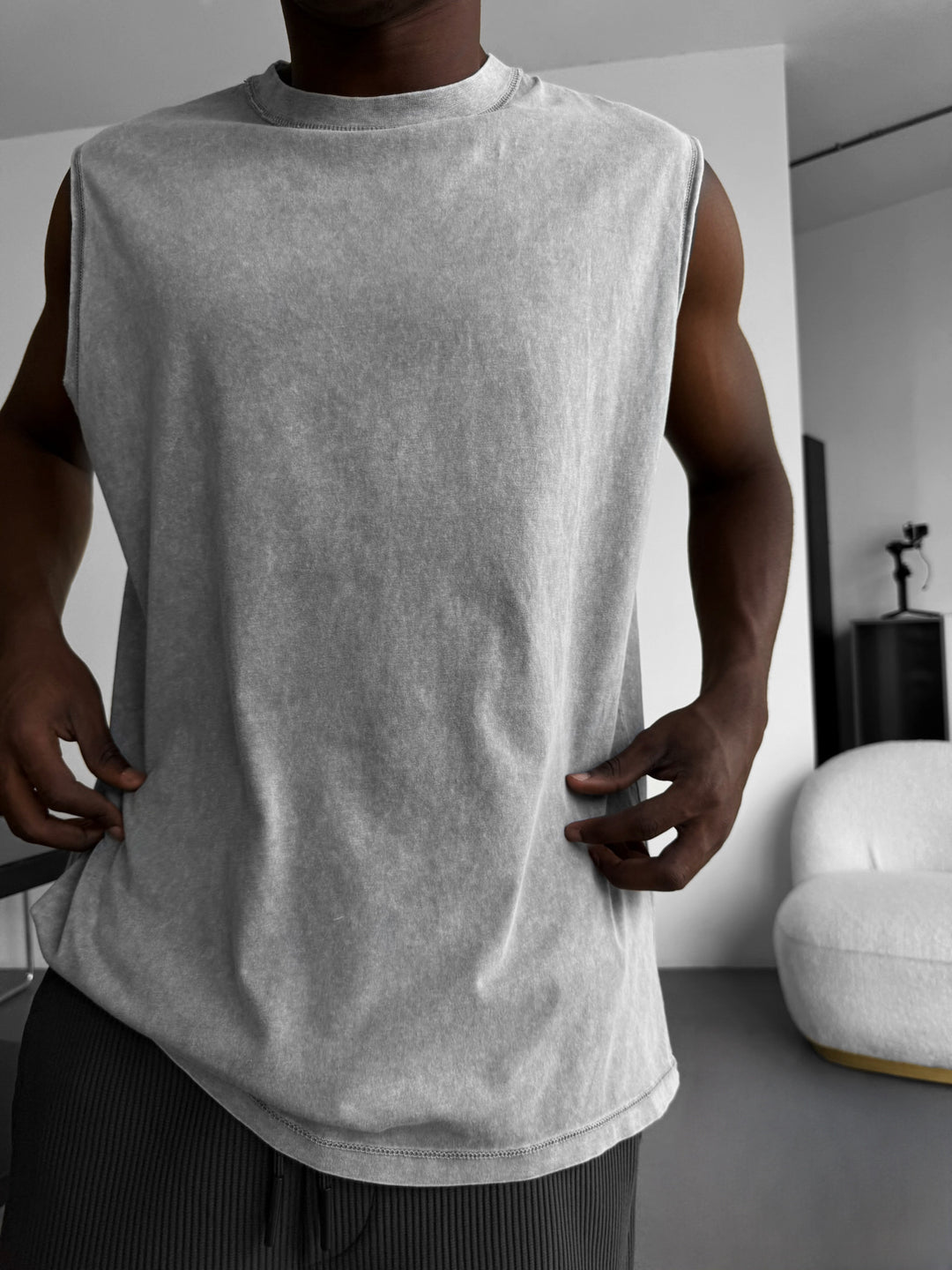 Oversize Washed TankTop - Grey