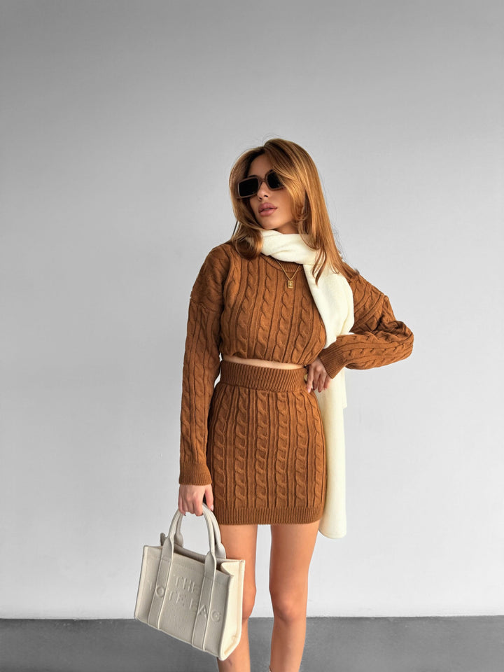 Mini Braid Skirt - Brown