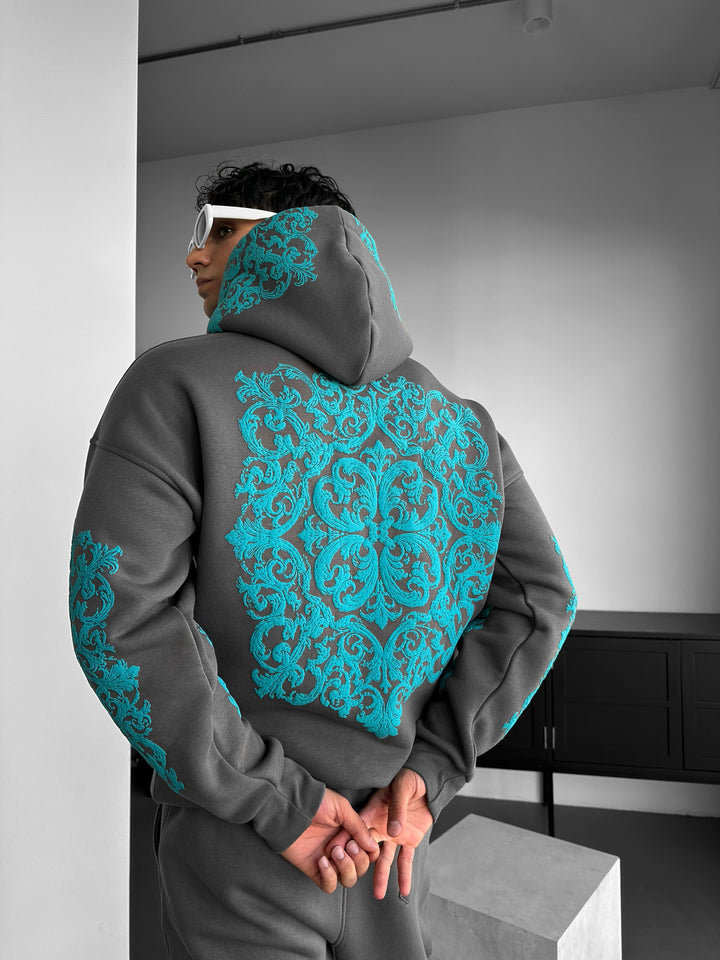 Oversize Carpet Pattern Hoodie - Anthracite