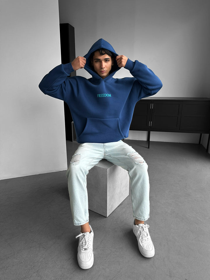 Oversize Freedom Hoodie - Navy Peony