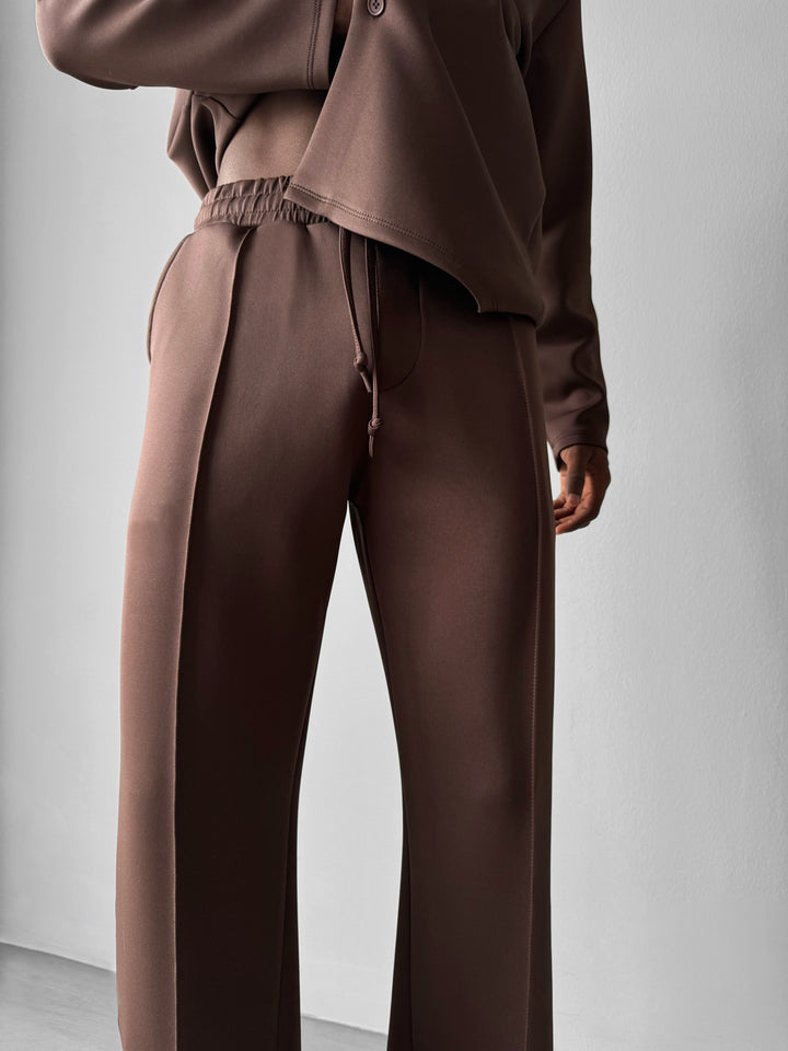 Loose Fit Diver Fabric Trousers - Brown