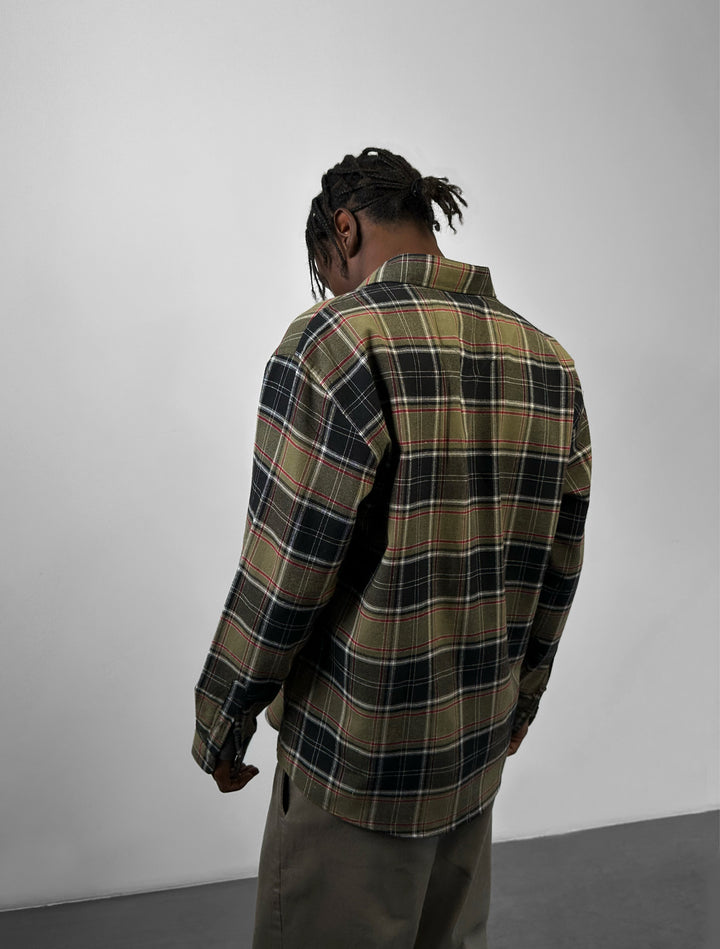 Regular Fit Wide Check Shirt - Khaki