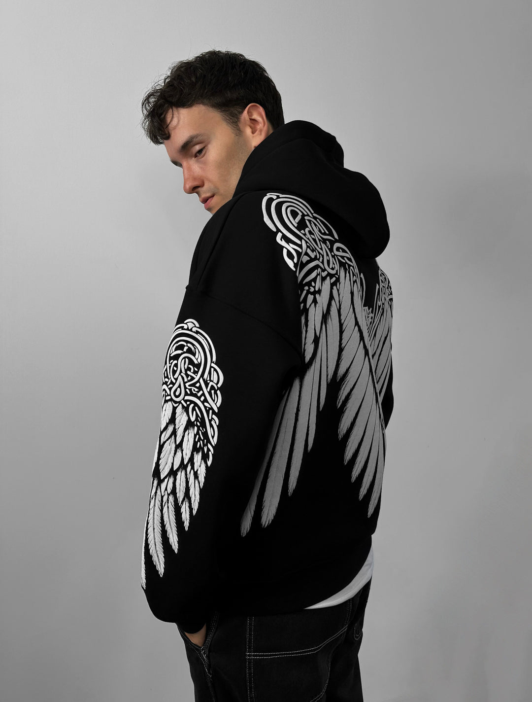 Oversize Wings Hoodie - Black