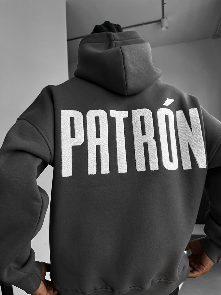 Oversize Detailed Patron Hoodie - Anthracite