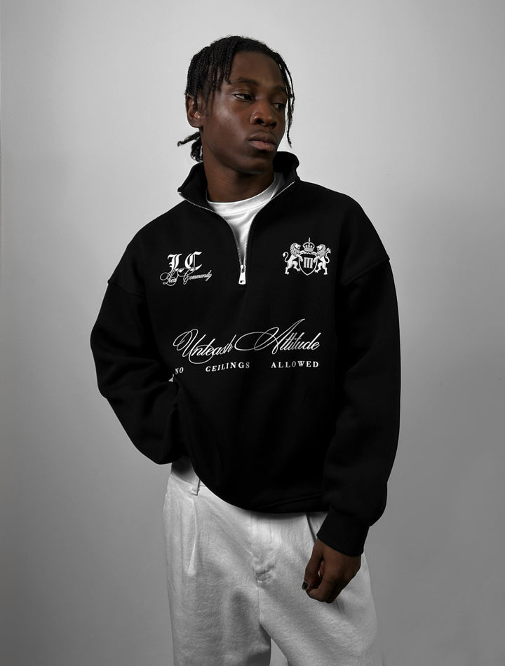 Oversize Half-Zip Local Sweatshirt - Black