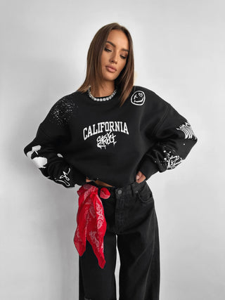Oversize Graffity Sweater - Black and White