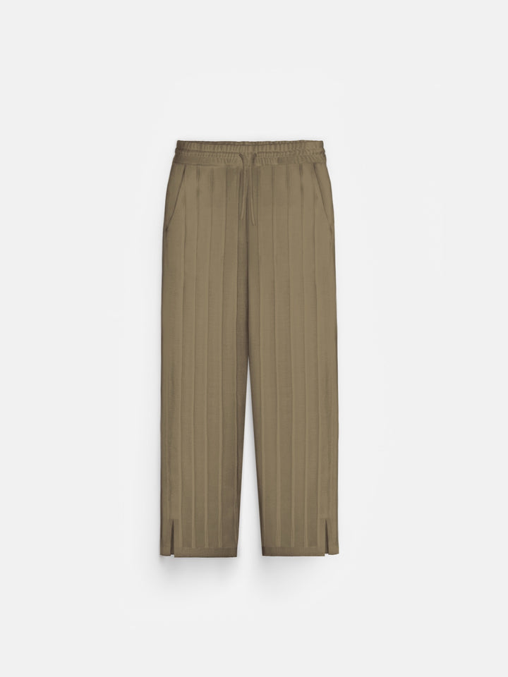 Loose Fit Wide Ribbed Pant - Light Brown