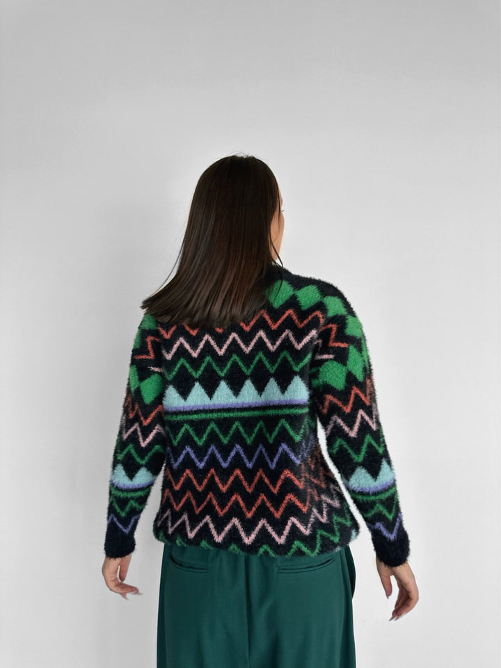 Textured Knit Sweater - Black