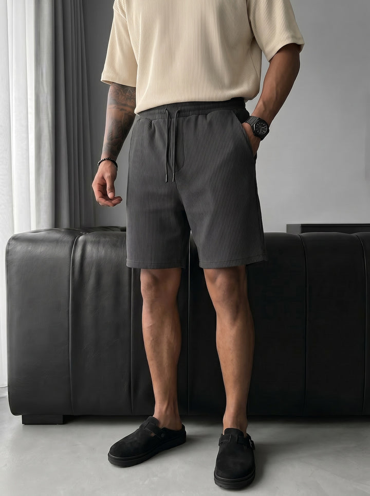 Loose Fit Cord Shorts - Anthracite