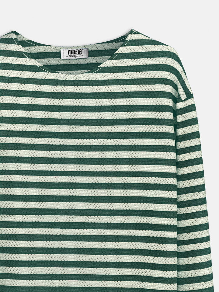 Regular Fit Thin Striped Sweater - Green