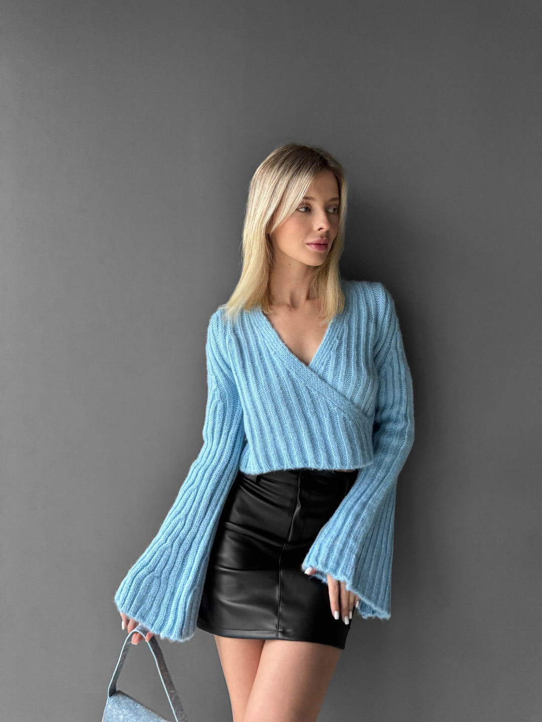 Tied Knit Top - Blue