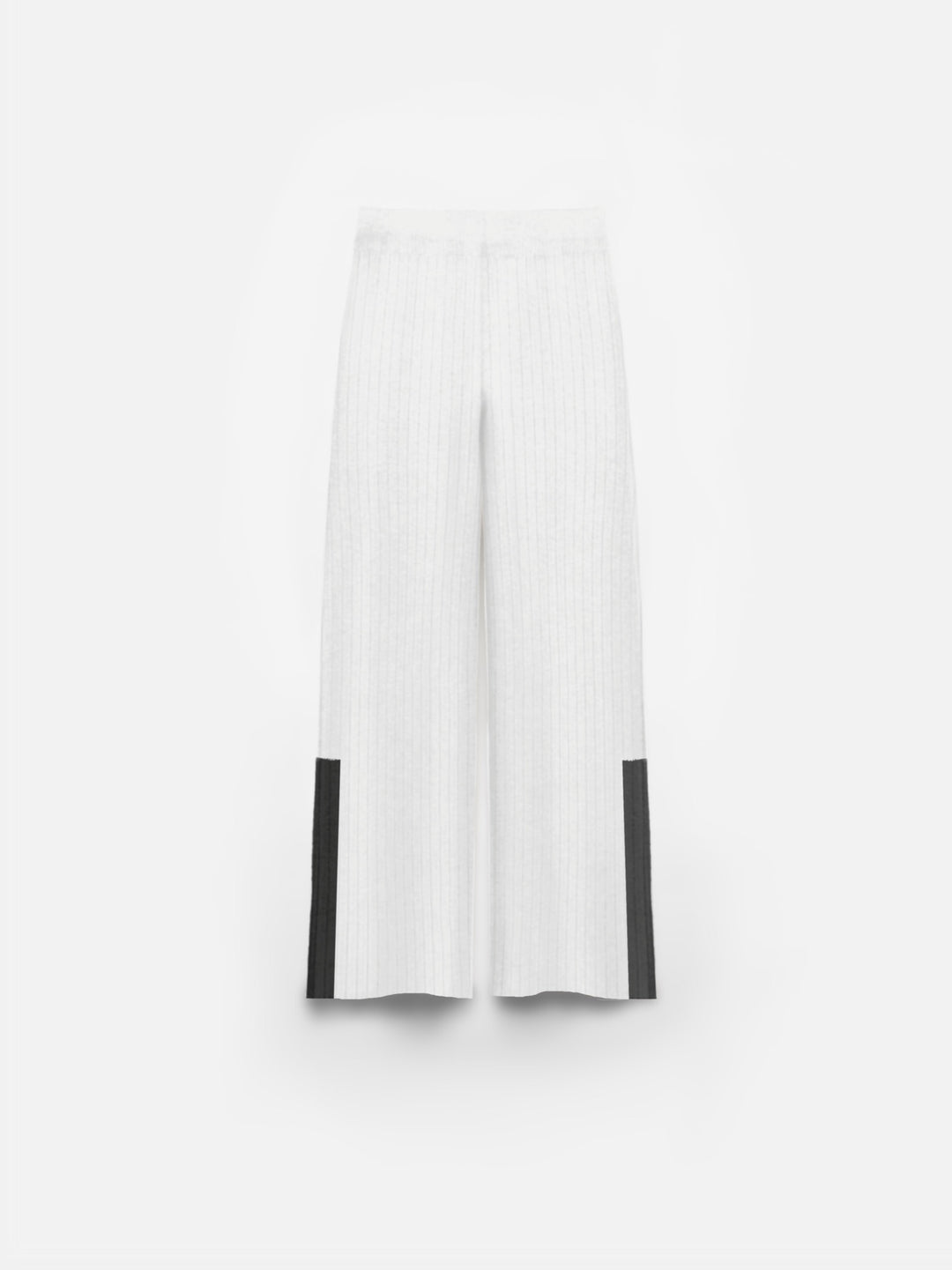 Wide Leg Details Knit Trousers - White