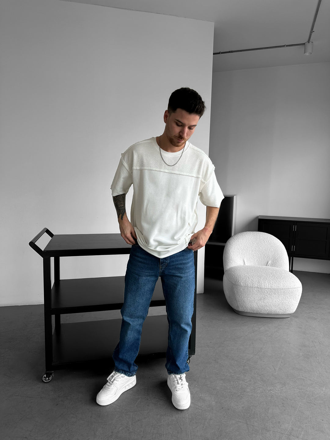 Oversize Seam Detail T-shirt - White