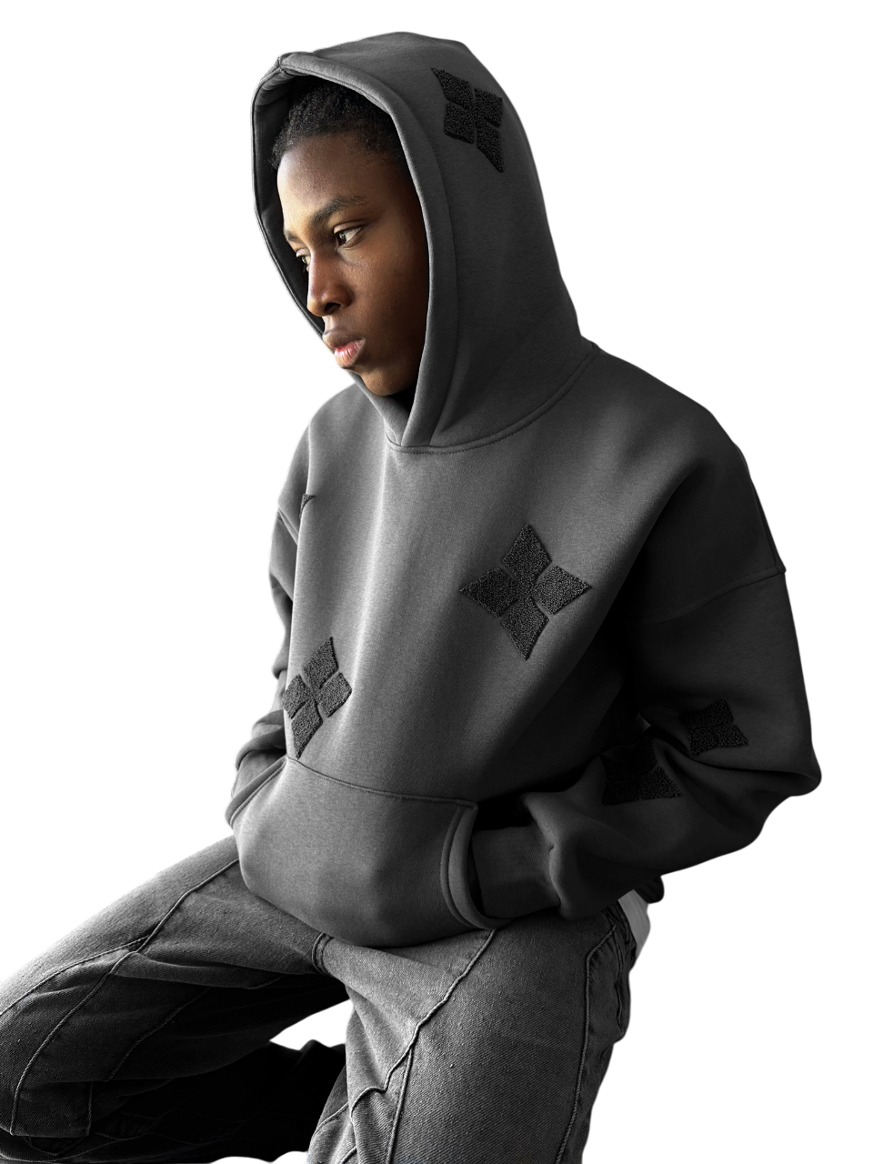 Oversize Detailed Hoodie - Anthracite