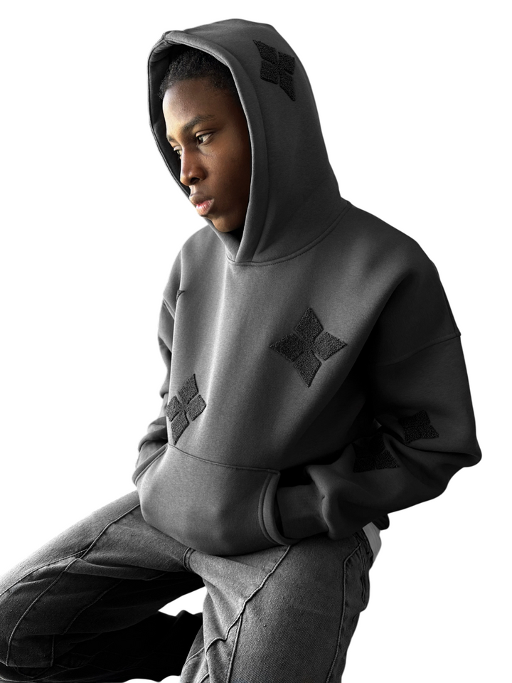 Oversize Detailed Hoodie - Anthracite