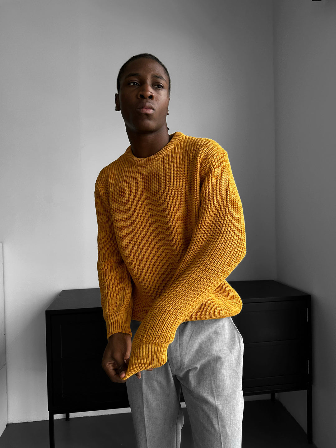 Oversize Structured Knit Sweater - Saffron